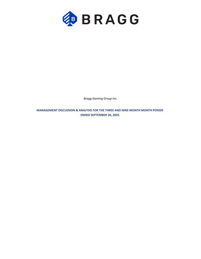 Miniature Bragg Gaming Group Rapport trimestriel 2025-q3