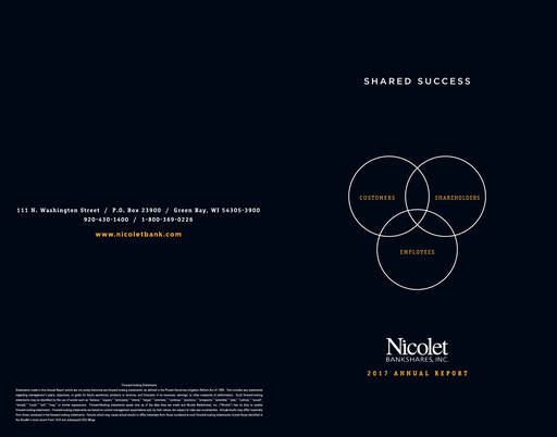 Thumbnail Nicolet Bankshares Annual Report 2017