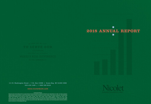 Thumbnail Nicolet Bankshares Annual Report 2018