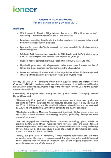 Thumbnail Ioneer Quarterly Report 2019-q2