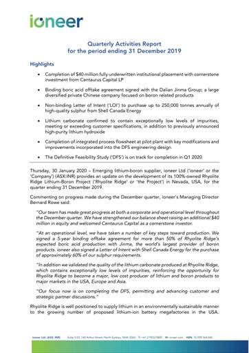 Thumbnail Ioneer Quarterly Report 2019-q4