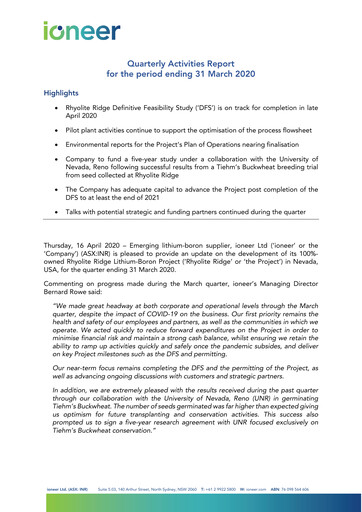 Thumbnail Ioneer Quarterly Report 2020-q1