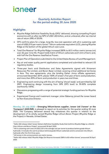 Thumbnail Ioneer Quarterly Report 2020-q2