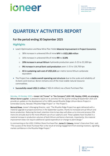 Thumbnail Ioneer Quarterly Report 2025-q3
