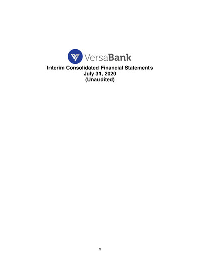Vorschaubild VersaBank Finanzmitteilung 2020-q3