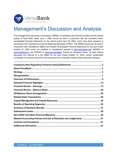 Vorschaubild VersaBank Quartalsbericht 2026-q2