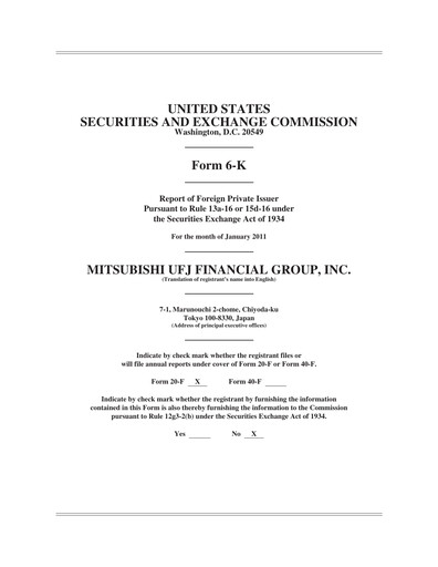 Thumbnail Mitsubishi UFJ Financial Half-year Report 2010-h1