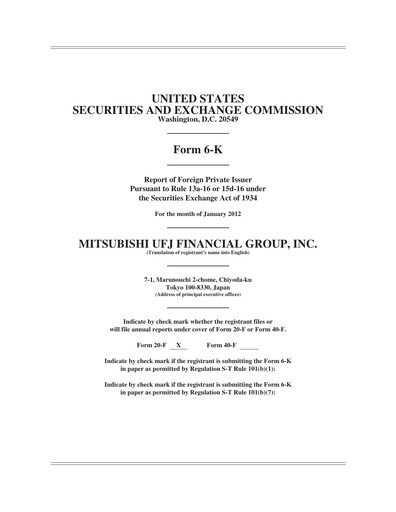 Thumbnail Mitsubishi UFJ Financial Half-year Report 2011-h1