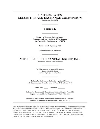 Thumbnail Mitsubishi UFJ Financial Half-year Report 2019-h1