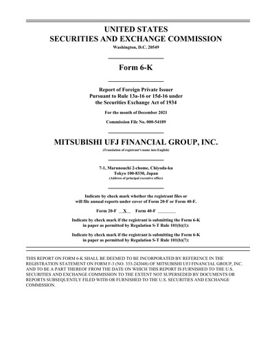 Thumbnail Mitsubishi UFJ Financial Half-year Report 2021-h1