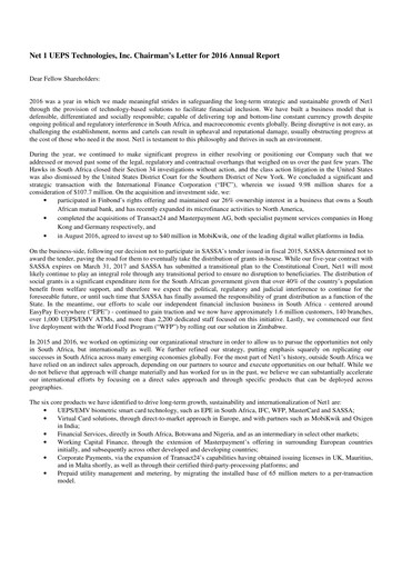 Thumbnail Lesaka Technologies Annual Report 2016