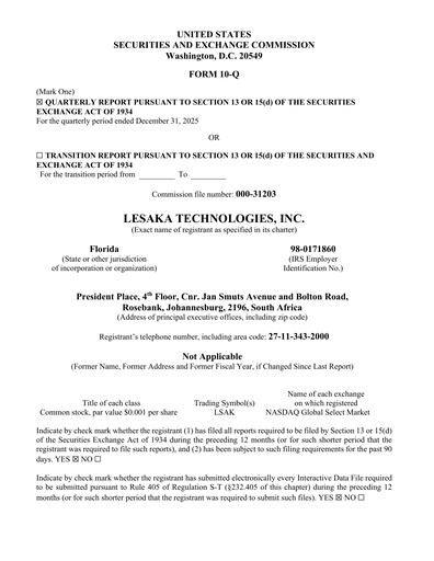 Vorschaubild Lesaka Technologies Quartalsbericht 2026-q2