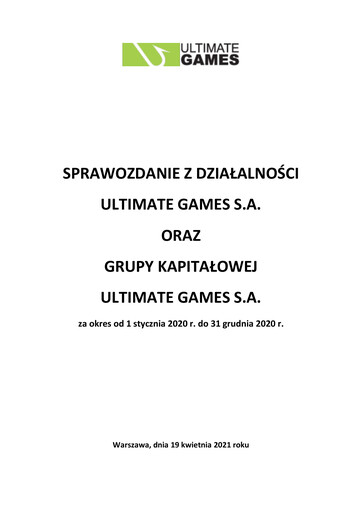 Thumbnail Ultimate Games Annual Report 2020