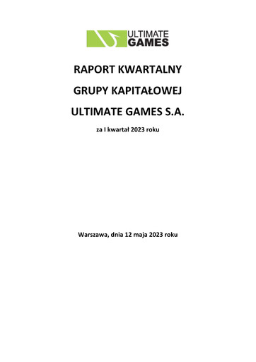 Thumbnail Ultimate Games Quarterly Report 2023-q1