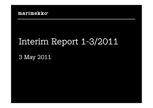 Thumbnail Marimekko Quarterly Report 2011-q1