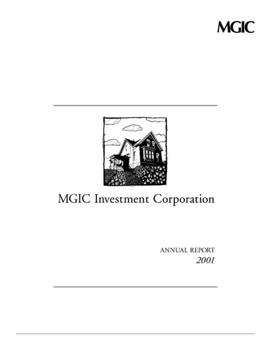 Miniature MGIC Investment
 Rapport annuel 2001