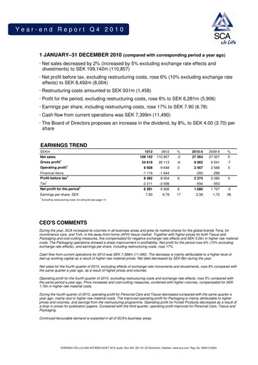 Vorschaubild Svenska Cellulosa Aktiebolaget (SCA) Finanzbericht 2010