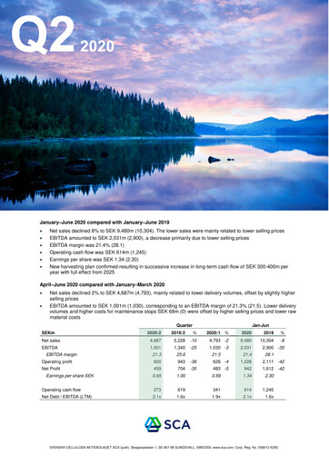 Vorschaubild Svenska Cellulosa Aktiebolaget (SCA) Halbjahresbericht 2020-h1
