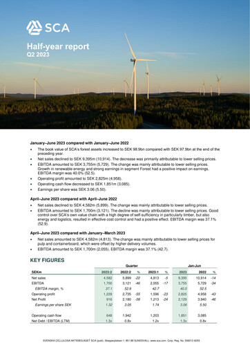 Vorschaubild Svenska Cellulosa Aktiebolaget (SCA) Halbjahresbericht 2023-h1