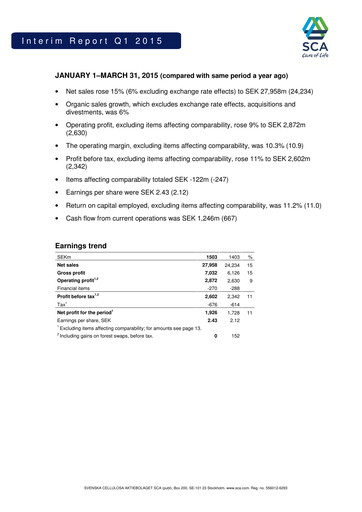 Vorschaubild Svenska Cellulosa Aktiebolaget (SCA) Quartalsbericht 2015-q1