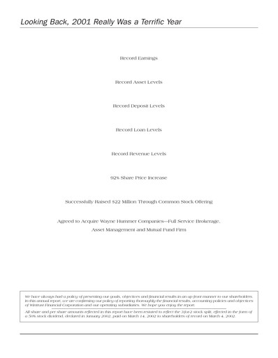 Thumbnail Wintrust Financial Annual Report 2001