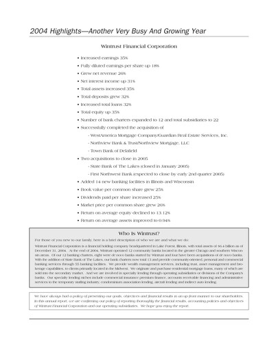 Thumbnail Wintrust Financial Annual Report 2004