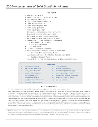 Thumbnail Wintrust Financial Annual Report 2005
