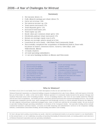 Thumbnail Wintrust Financial Annual Report 2006