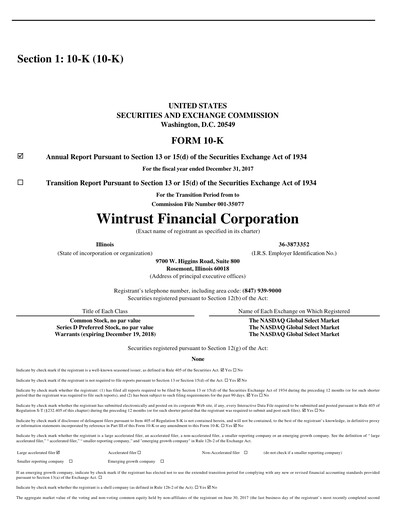 Thumbnail Wintrust Financial Annual Report 2017