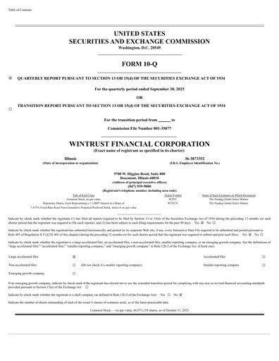 Thumbnail Wintrust Financial Quarterly Report 2025-q3