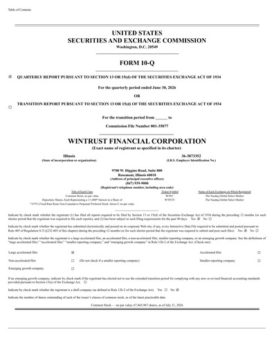 Thumbnail Wintrust Financial Quarterly Report 2026-q2
