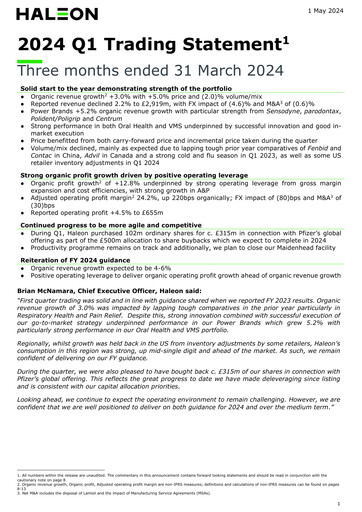 Vorschaubild Haleon Quartalsbericht 2024-q1