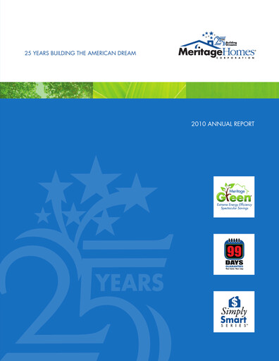 Miniature Meritage Homes Rapport annuel 2010