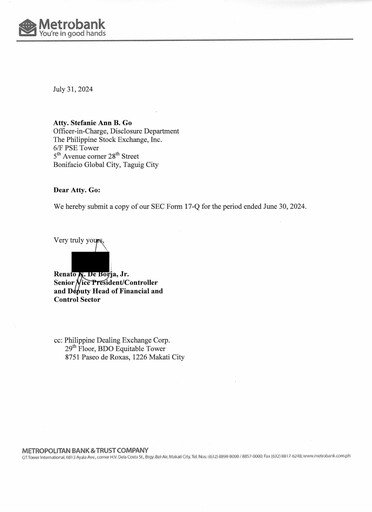 Thumbnail Metropolitan Bank (Metrobank) Quarterly Report 2024-q2