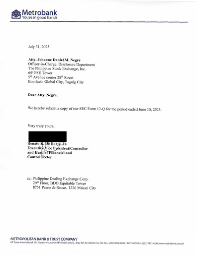 Thumbnail Metropolitan Bank (Metrobank) Quarterly Report 2025-q2
