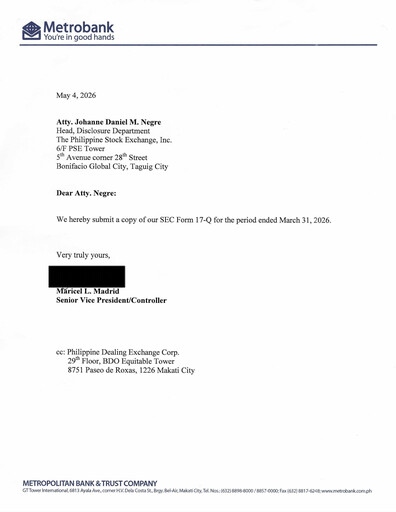Thumbnail Metropolitan Bank (Metrobank) Quarterly Report 2026-q1