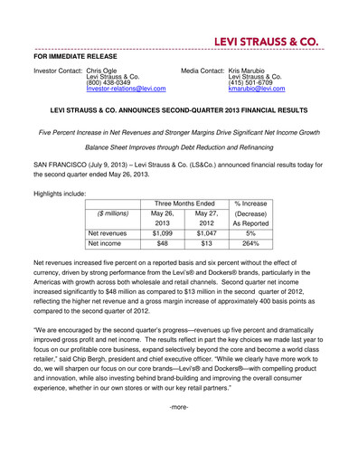 Thumbnail Levi Strauss & Co. Quarterly Report 2013-q2
