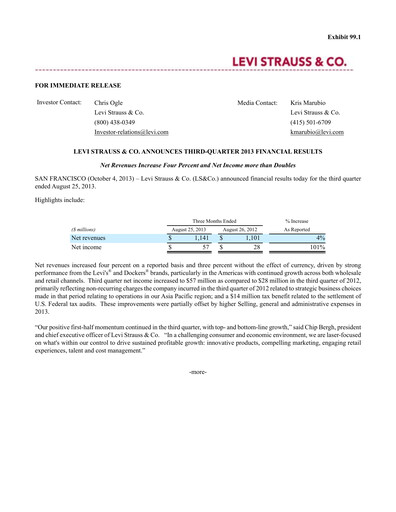Thumbnail Levi Strauss & Co. Quarterly Report 2013-q3