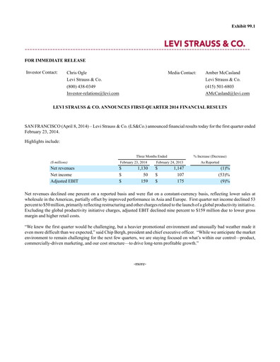 Thumbnail Levi Strauss & Co. Quarterly Report 2014-q1