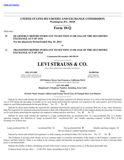 Vorschaubild Levi Strauss & Co. Quartalsbericht 2014-q2