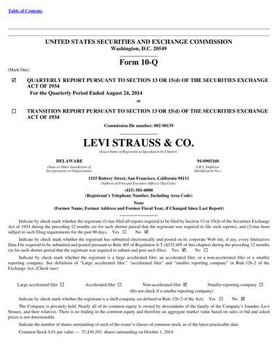 Vorschaubild Levi Strauss & Co. Quartalsbericht 2014-q3