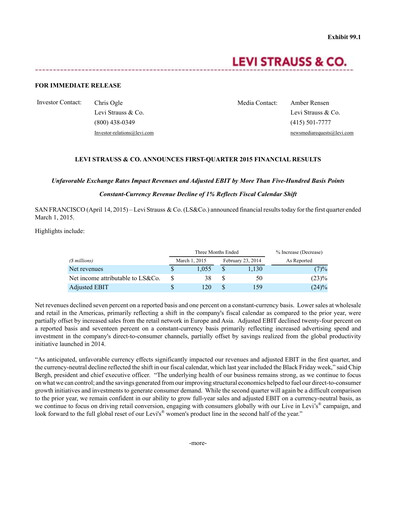 Thumbnail Levi Strauss & Co. Quarterly Report 2015-q1