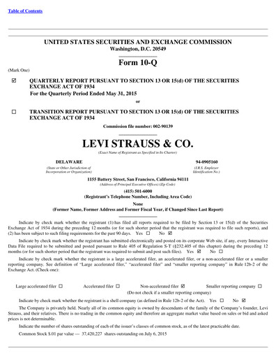 Vorschaubild Levi Strauss & Co. Quartalsbericht 2015-q2
