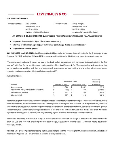 Thumbnail Levi Strauss & Co. Quarterly Report 2018-q1