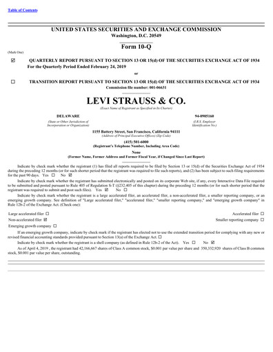 Vorschaubild Levi Strauss & Co. Quartalsbericht 2019-q1
