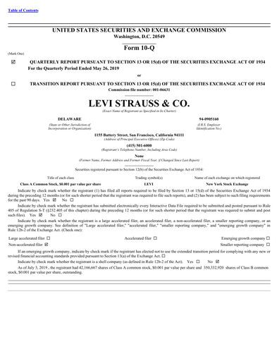 Vorschaubild Levi Strauss & Co. Quartalsbericht 2019-q2