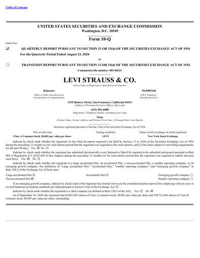 Vorschaubild Levi Strauss & Co. Quartalsbericht 2020-q3