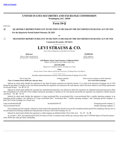 Vorschaubild Levi Strauss & Co. Quartalsbericht 2021-q1