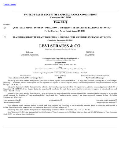 Vorschaubild Levi Strauss & Co. Quartalsbericht 2021-q3