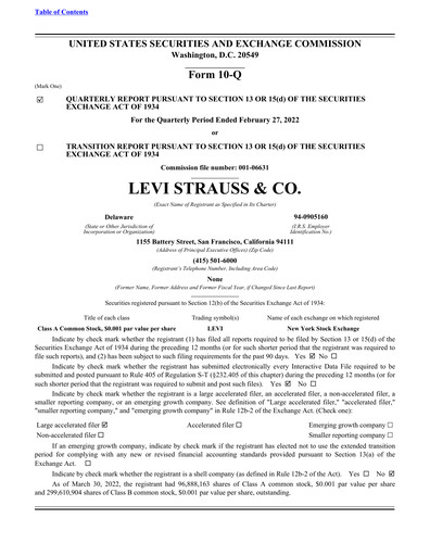 Vorschaubild Levi Strauss & Co. Quartalsbericht 2022-q1